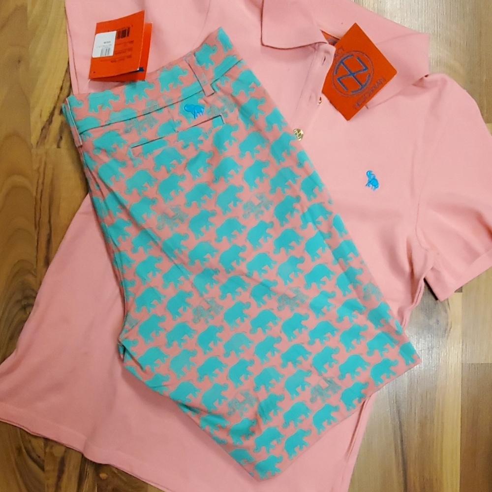 NWT Size 12 Pink With Green Elephant Shorts